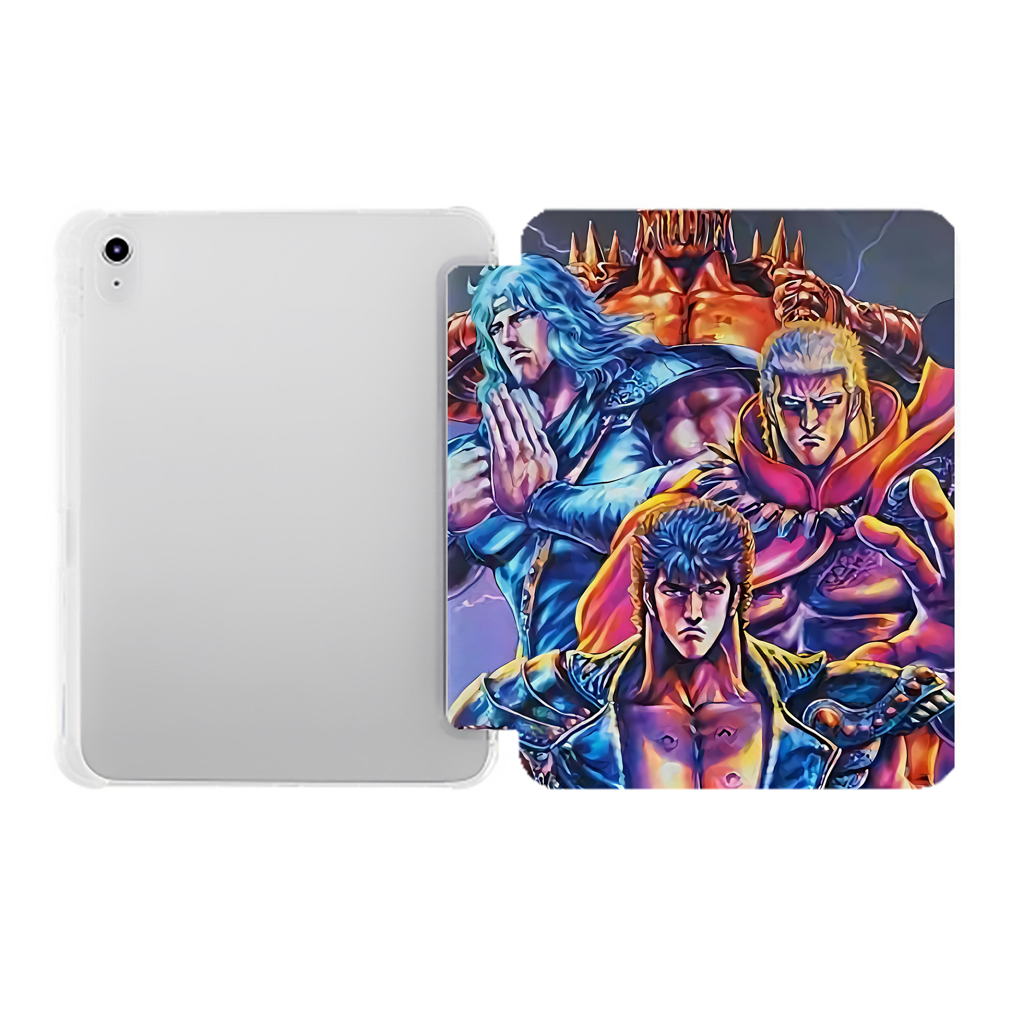 （画像用） 北斗の拳 Fist of the North Star IPad ケース ペン収納付き 三つ折りスタンド PUレザー×シリコン 対応機種9.5/10.5/10.9インチ